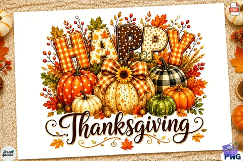 Örgü Görünümlü "Give Thanks" Şükran Günü Tasarımı - DTF & Süblimasyon Baskı Tasarımı (PNG) - DTF Baskı Tasarımları İndir (DXF, SVG, PNG)