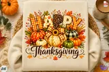 Örgü Görünümlü "Give Thanks" Şükran Günü Tasarımı - DTF & Süblimasyon Baskı Tasarımı (PNG) - detaylı önizleme 3