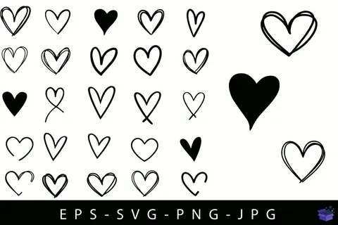 Kalp Temalı SVG Kalp Temalı Doodle Cliparts - El İşi ve Kesim Dosyası (SVG, DXF, EPS, PNG) - El İşi & Zanaat İndir (DXF, SVG, EPS)