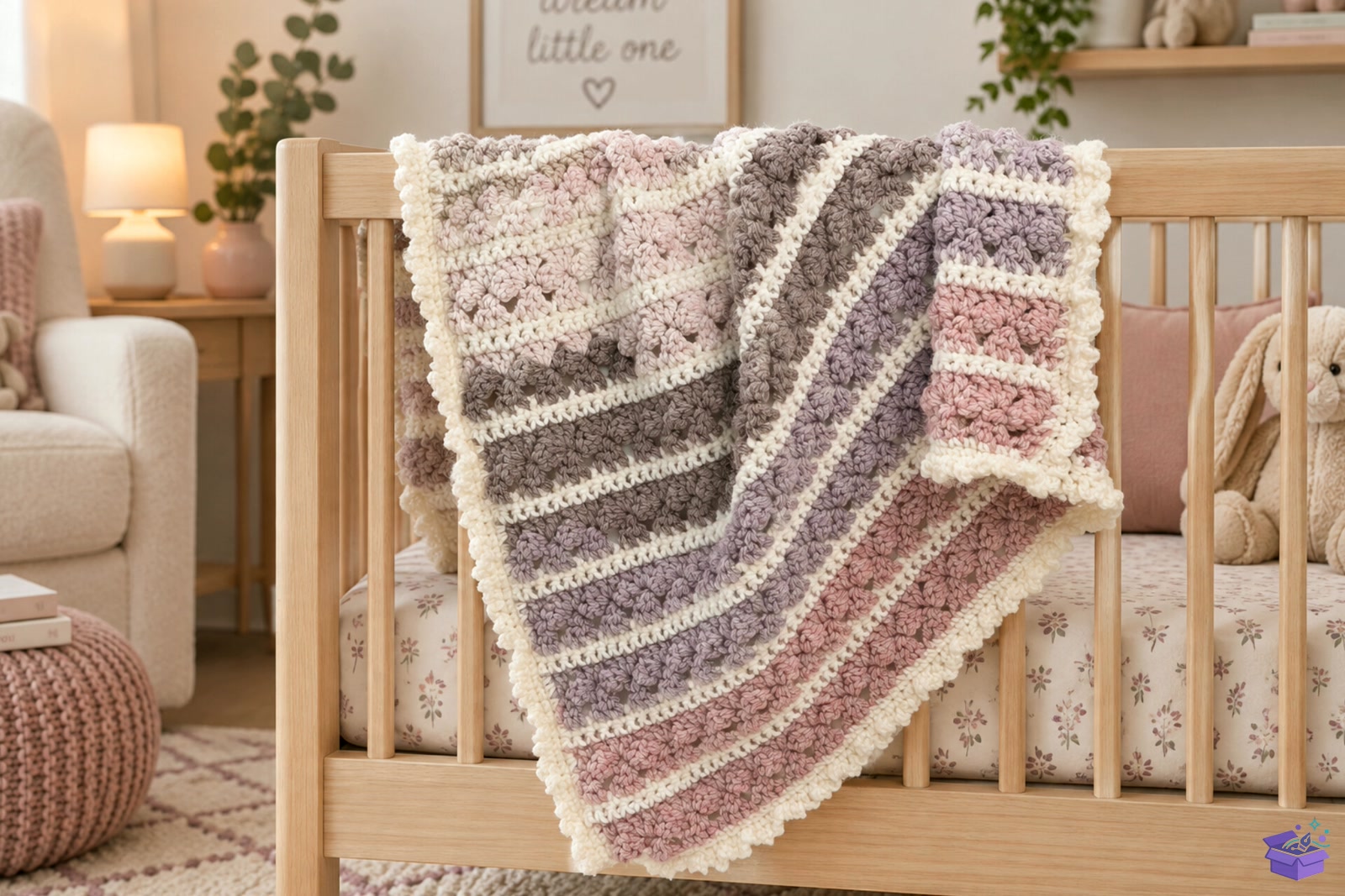 Blushing Blooms Baby Crochet Blanket - El İşi ve Kesim Dosyası (SVG, DXF, EPS, PNG) - El İşi & Zanaat İndir (DXF, SVG, EPS)