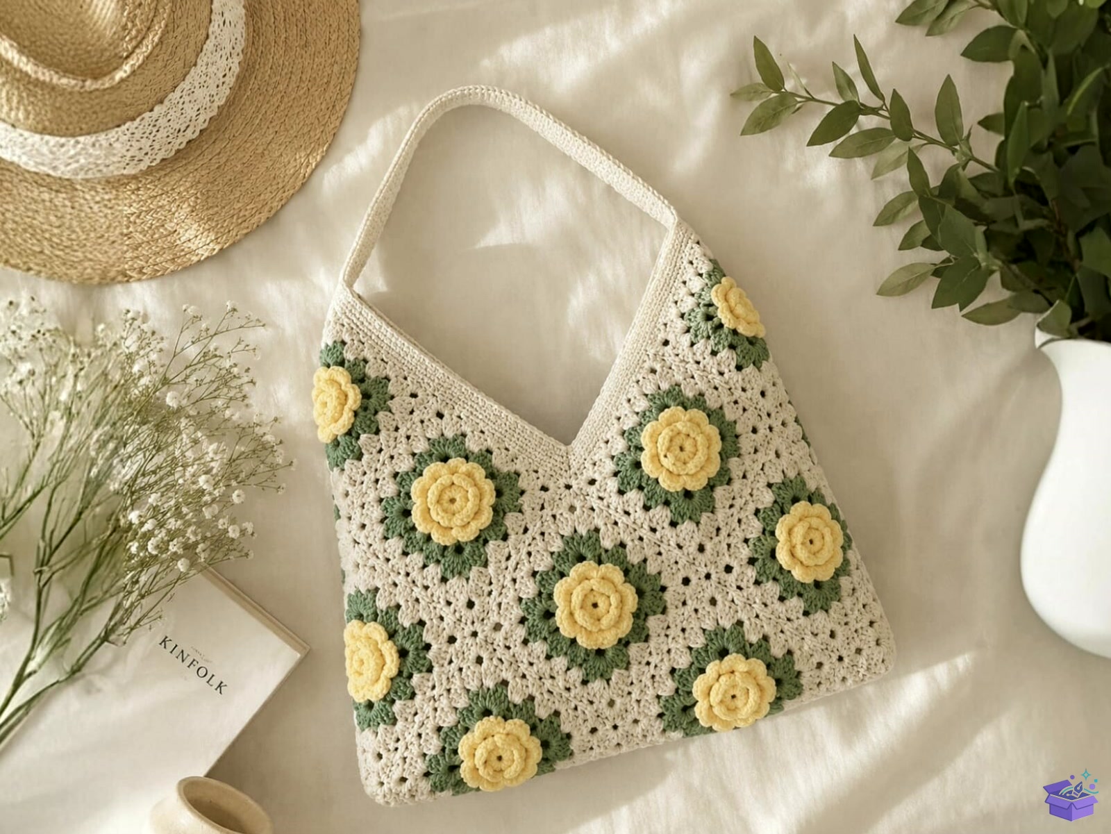 Yellow Rose Crochet Purse Desen - El İşi ve Kesim Dosyası (SVG, DXF, EPS, PNG) - El İşi & Zanaat İndir (DXF, SVG, EPS)