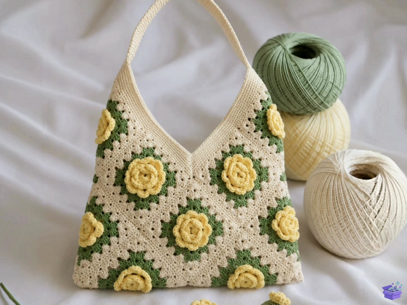 Yellow Rose Crochet Purse Desen - El İşi ve Kesim Dosyası (SVG, DXF, EPS, PNG) - detaylı önizleme 2