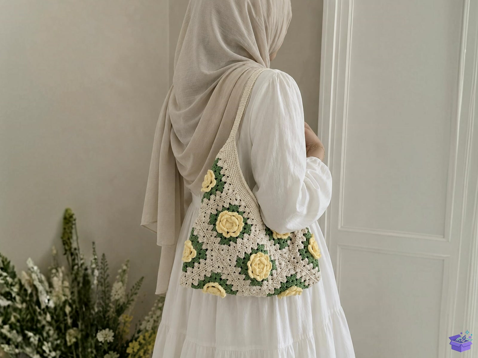 Yellow Rose Crochet Purse Desen - El İşi ve Kesim Dosyası (SVG, DXF, EPS, PNG) - detaylı önizleme 4