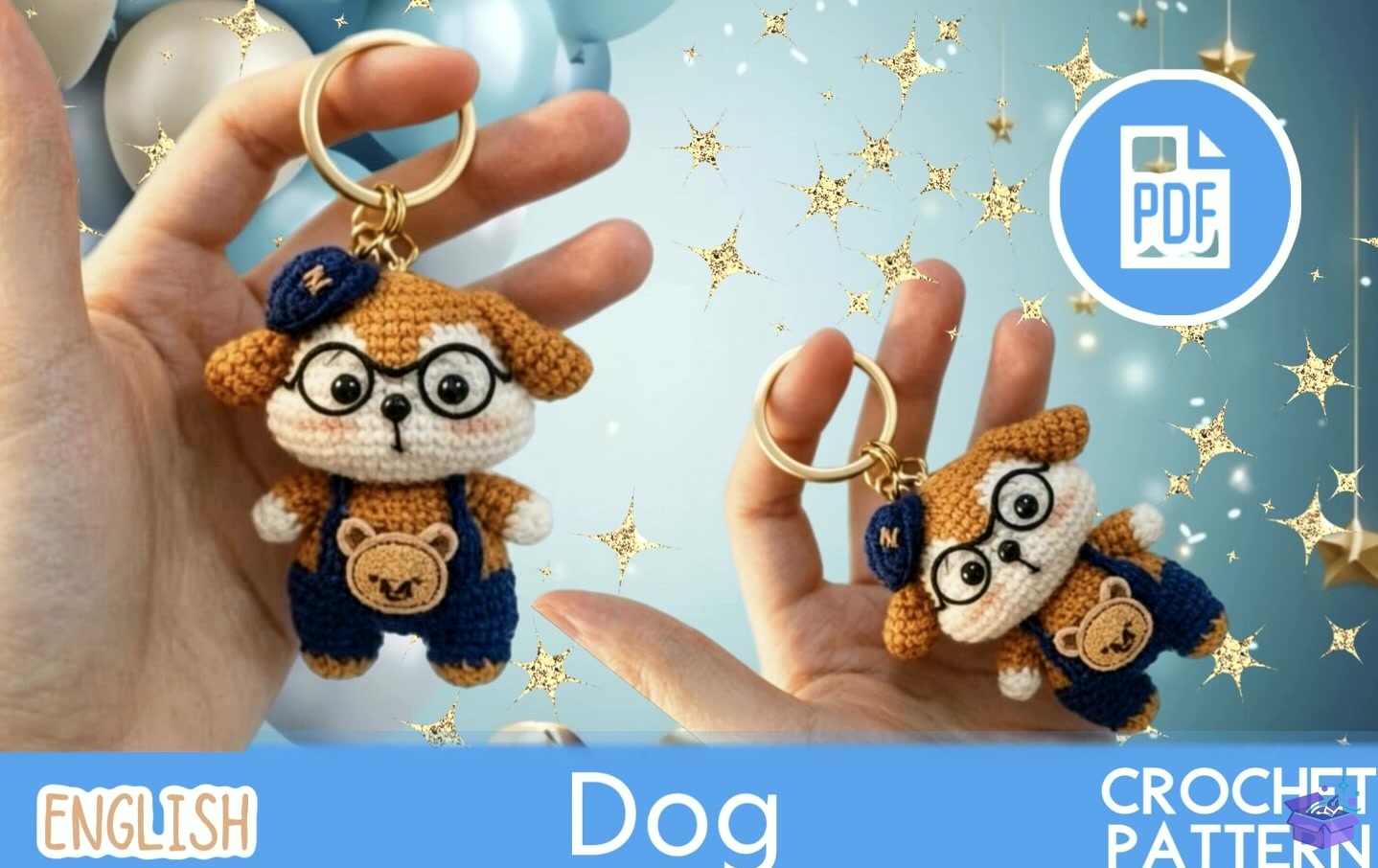 Crochet Köpek Anahtarlık / Amigurumi PDF - El İşi ve Kesim Dosyası (SVG, DXF, EPS, PNG) - detaylı önizleme 2