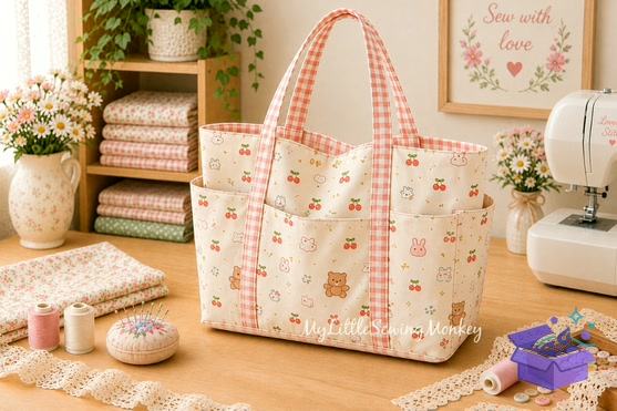 Multi Pocket Tote Bag Sewing Desen PDF - El İşi ve Kesim Dosyası (SVG, DXF, EPS, PNG) - detaylı önizleme 2
