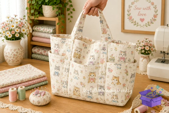 Multi Pocket Tote Bag Sewing Desen PDF - El İşi ve Kesim Dosyası (SVG, DXF, EPS, PNG) - detaylı önizleme 3