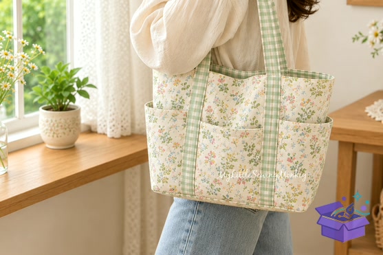 Multi Pocket Tote Bag Sewing Desen PDF - El İşi ve Kesim Dosyası (SVG, DXF, EPS, PNG) - detaylı önizleme 6