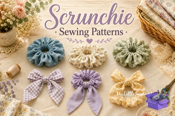 Scrunchie Sewing Desen Hair Tie Sewing - El İşi ve Kesim Dosyası (SVG, DXF, EPS, PNG) - detaylı önizleme 2