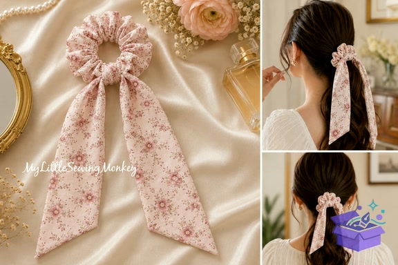 Scrunchie Sewing Desen Hair Tie Sewing - El İşi ve Kesim Dosyası (SVG, DXF, EPS, PNG) - detaylı önizleme 4