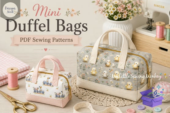 Mini Duffel Bags PDF Sewing Desen - El İşi ve Kesim Dosyası (SVG, DXF, EPS, PNG) - detaylı önizleme 3