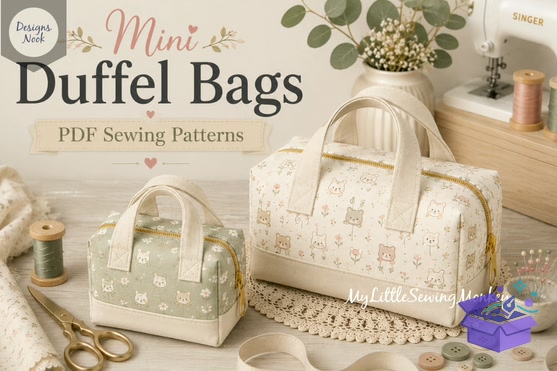 Mini Duffel Bags PDF Sewing Desen - El İşi ve Kesim Dosyası (SVG, DXF, EPS, PNG) - detaylı önizleme 4