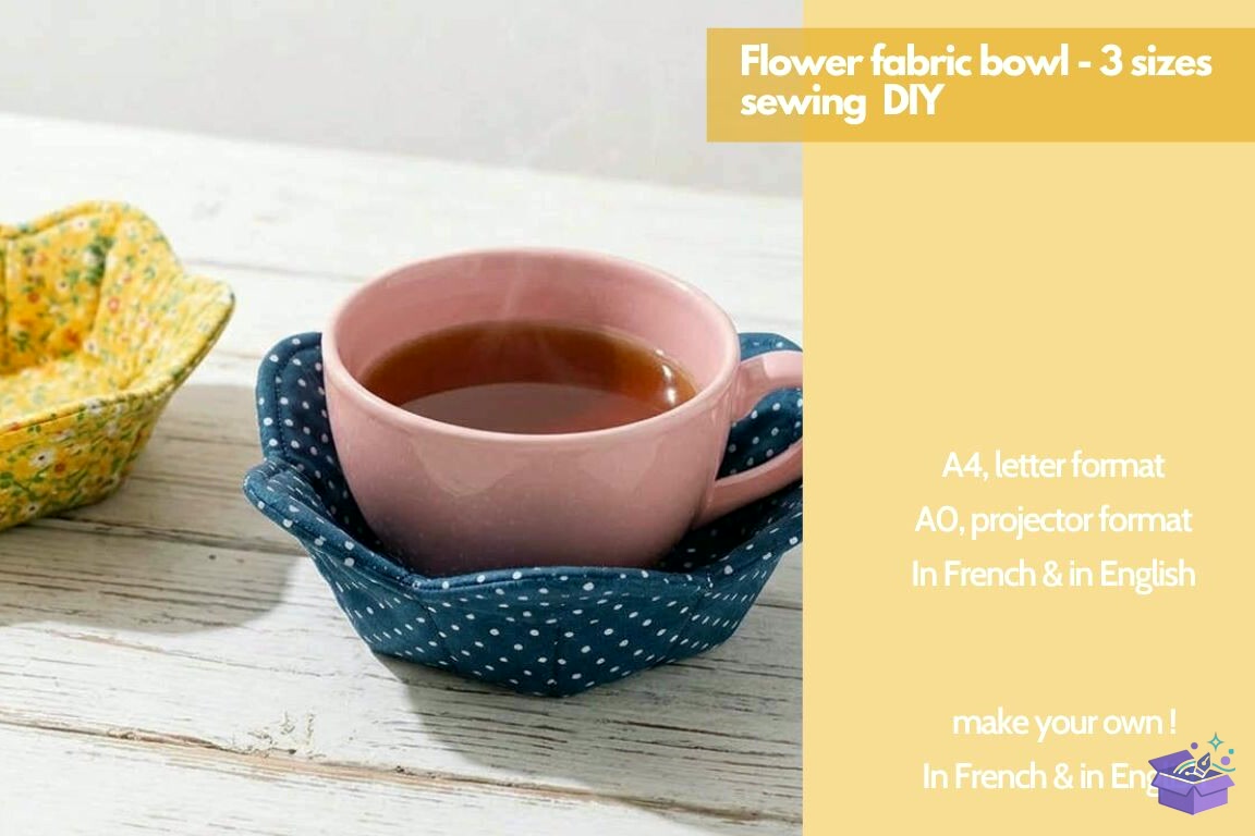 Fabric Çiçek Bowl Sewing Desen DIY - El İşi ve Kesim Dosyası (SVG, DXF, EPS, PNG) - El İşi & Zanaat İndir (DXF, SVG, EPS)