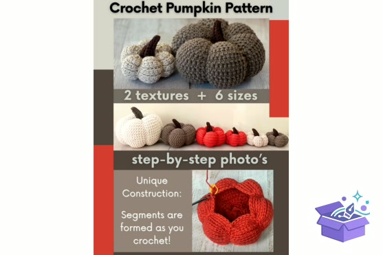 Crochet Pumpkin Desen - El İşi ve Kesim Dosyası (SVG, DXF, EPS, PNG) - detaylı önizleme 5