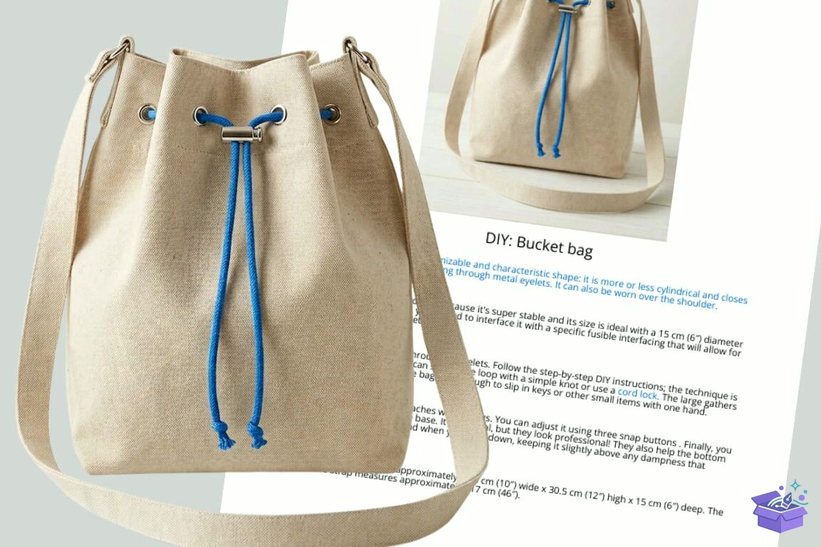 Bucket Bag Sewing Desen Diy - El İşi ve Kesim Dosyası (SVG, DXF, EPS, PNG) - detaylı önizleme 2