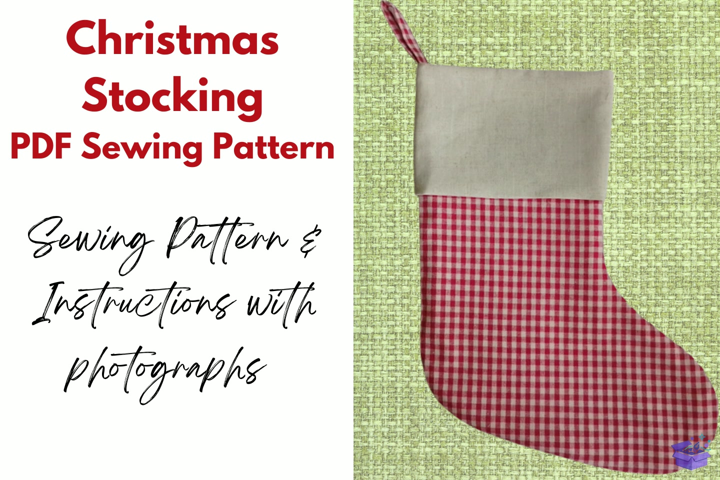 Yılbaşı Stocking PDF Sewing Desen - El İşi ve Kesim Dosyası (SVG, DXF, EPS, PNG) - detaylı önizleme 4