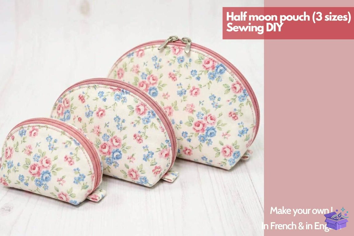 Sewing Desen Half Moon Zipper Pouch - El İşi ve Kesim Dosyası (SVG, DXF, EPS, PNG) - detaylı önizleme 4