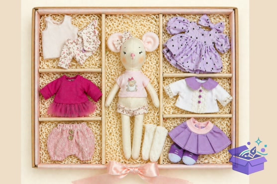 Mouse Doll Sewing Desen +4 Outfits - El İşi ve Kesim Dosyası (SVG, DXF, EPS, PNG) - El İşi & Zanaat İndir (DXF, SVG, EPS)
