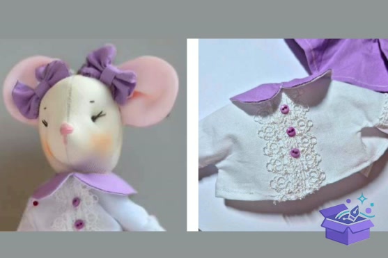 Mouse Doll Sewing Desen +4 Outfits - El İşi ve Kesim Dosyası (SVG, DXF, EPS, PNG) - detaylı önizleme 3