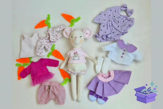 Mouse Doll Sewing Desen +4 Outfits - El İşi ve Kesim Dosyası (SVG, DXF, EPS, PNG) - detaylı önizleme 5