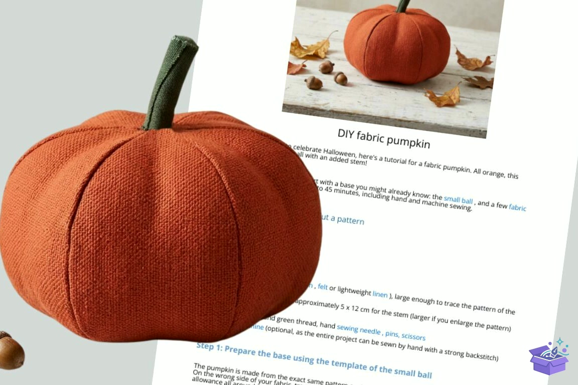 Fabric Pumpkin Sewing Tutorial - El İşi ve Kesim Dosyası (SVG, DXF, EPS, PNG) - detaylı önizleme 2