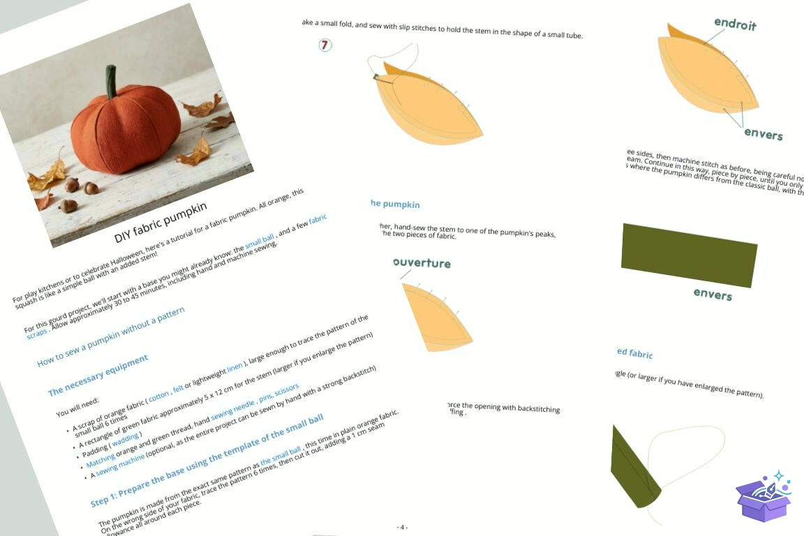 Fabric Pumpkin Sewing Tutorial - El İşi ve Kesim Dosyası (SVG, DXF, EPS, PNG) - detaylı önizleme 3
