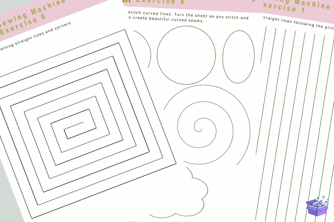 Sewing Machine Practice Sheets - El İşi ve Kesim Dosyası (SVG, DXF, EPS, PNG) - detaylı önizleme 2