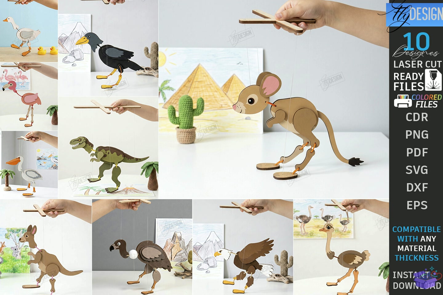 String Marionette Puppet Laser - 3D Baskı ve Model Dosyası (STL, OBJ, 3MF) - Lazer Kesim Dosyaları İndir (STL, OBJ, 3MF)