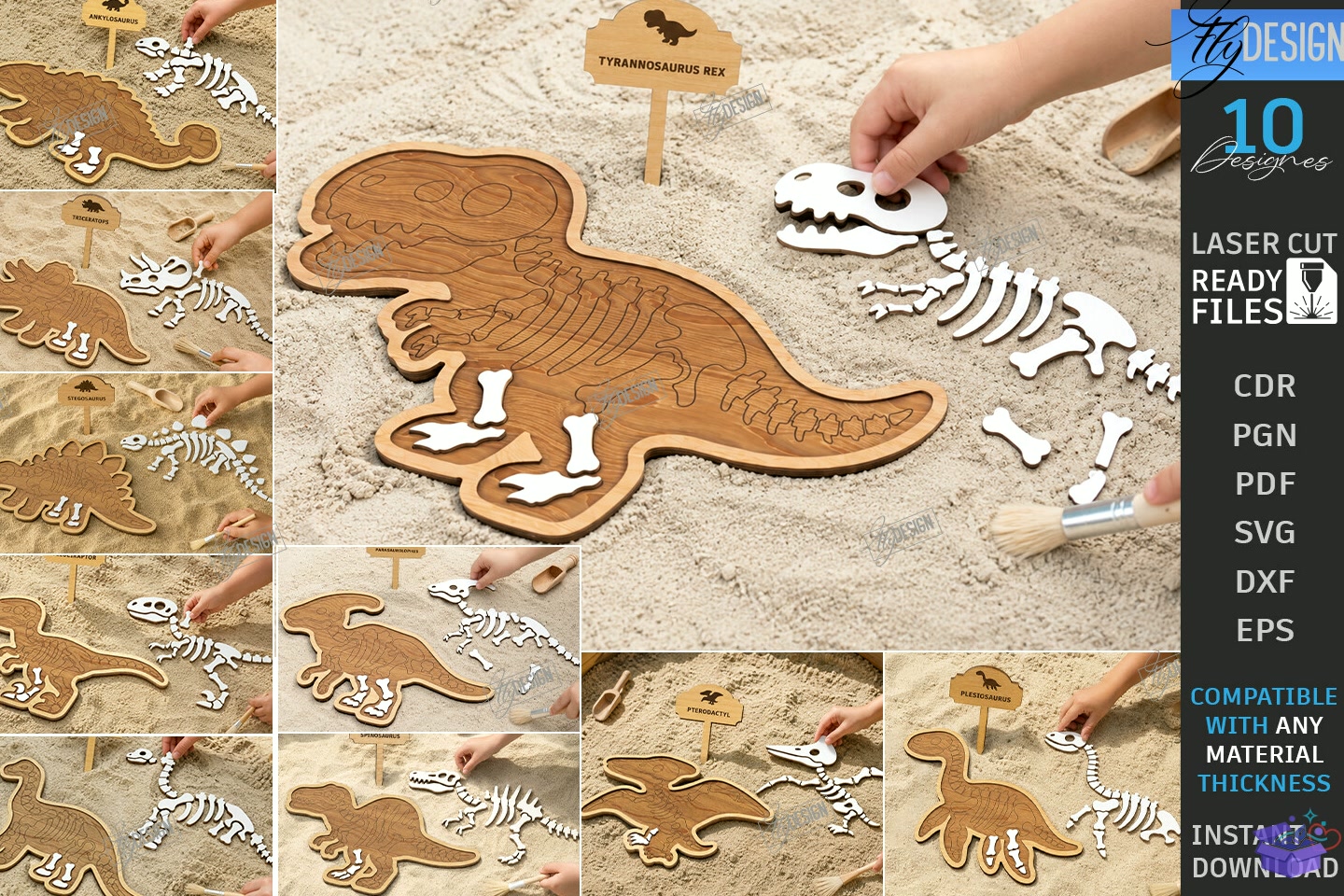 Dinosaur Fossil Excavation Lazer Kesim - 3D Baskı ve Model Dosyası (STL, OBJ, 3MF) - Lazer Kesim Dosyaları İndir (STL, OBJ, 3MF)