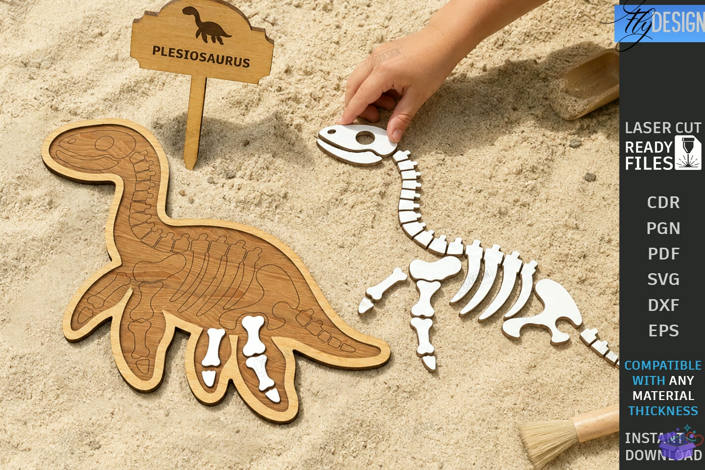 Dinosaur Fossil Excavation Lazer Kesim - 3D Baskı ve Model Dosyası (STL, OBJ, 3MF) - detaylı önizleme 2