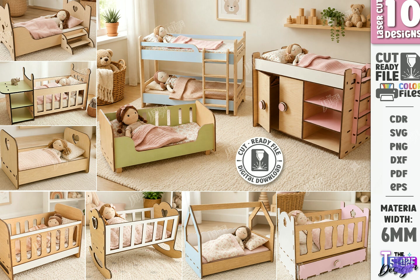 Doll Bed Lazer Kesim Kids Laser - 3D Baskı ve Model Dosyası (STL, OBJ, 3MF) - Lazer Kesim Dosyaları İndir (STL, OBJ, 3MF)