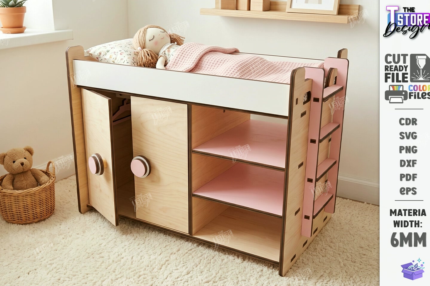 Doll Bed Lazer Kesim Kids Laser - 3D Baskı ve Model Dosyası (STL, OBJ, 3MF) - detaylı önizleme 2