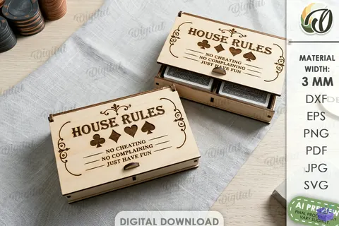 Playing Card Kutu Lazer Kesim - 3D Baskı ve Model Dosyası (STL, OBJ, 3MF) - Lazer Kesim Dosyaları İndir (STL, OBJ, 3MF)