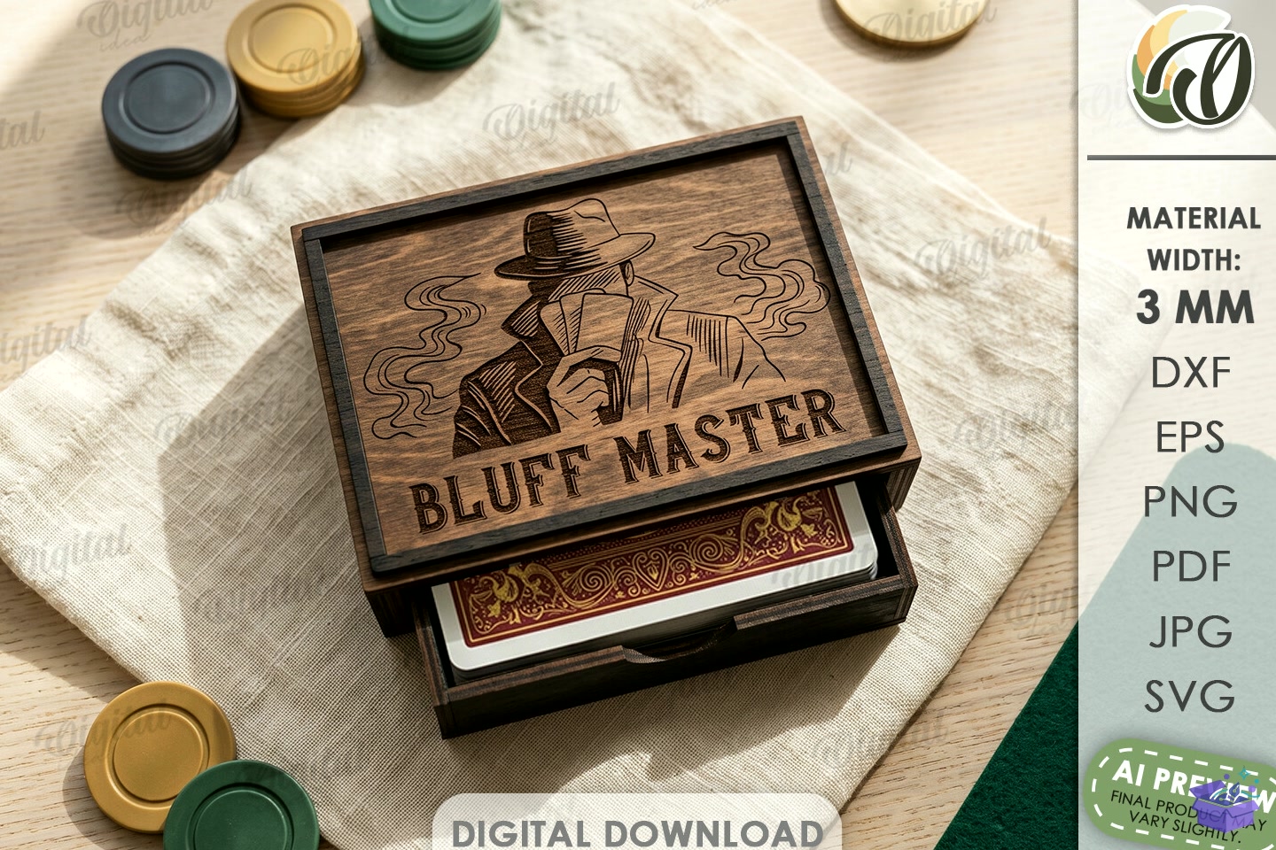 Playing Card Kutu Lazer Kesim - 3D Baskı ve Model Dosyası (STL, OBJ, 3MF) - Lazer Kesim Dosyaları İndir (STL, OBJ, 3MF)