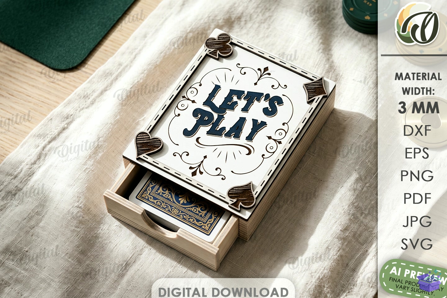 Playing Card Kutu Lazer Kesim - 3D Baskı ve Model Dosyası (STL, OBJ, 3MF) - Lazer Kesim Dosyaları İndir (STL, OBJ, 3MF)