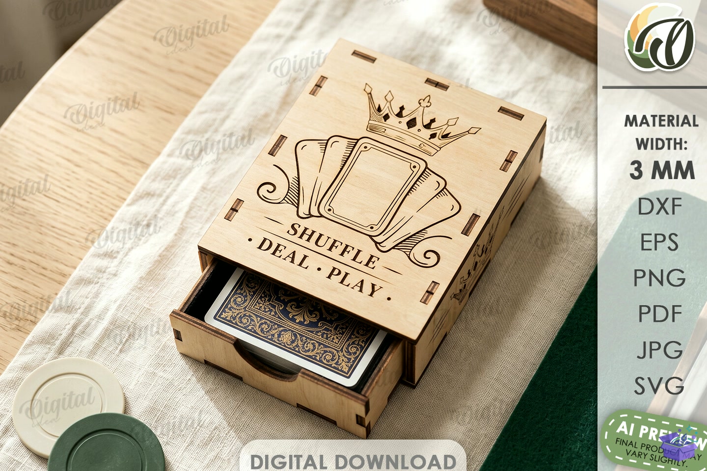 Playing Card Kutu Lazer Kesim - 3D Baskı ve Model Dosyası (STL, OBJ, 3MF) - Lazer Kesim Dosyaları İndir (STL, OBJ, 3MF)