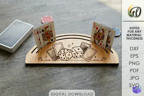 Oyun Kartı Tutucu (Model 2) - Lazer Kesim ve Çizim Dosyası (SVG, DXF, EPS, PDF, PNG) - Lazer Kesim Dosyaları İndir (DXF, SVG, EPS)