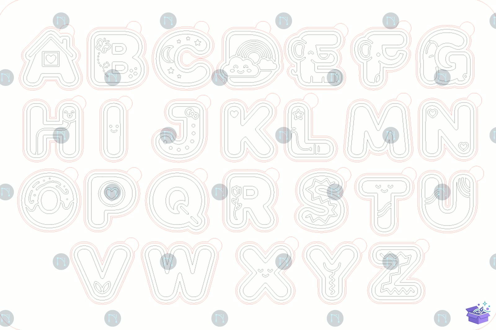 Lazer Kesim Alphabet Ahşap Yapboz Board SVG - El İşi ve Kesim Dosyası (SVG, DXF, EPS, PNG) - detaylı önizleme 2