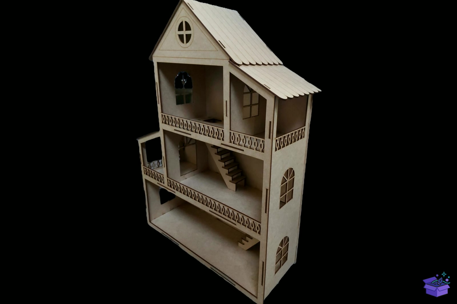 Dollhouse Lazer Kesim MDF 3mm - Lazer Kesim ve Çizim Dosyası (SVG, DXF, EPS, PNG) - detaylı önizleme 2