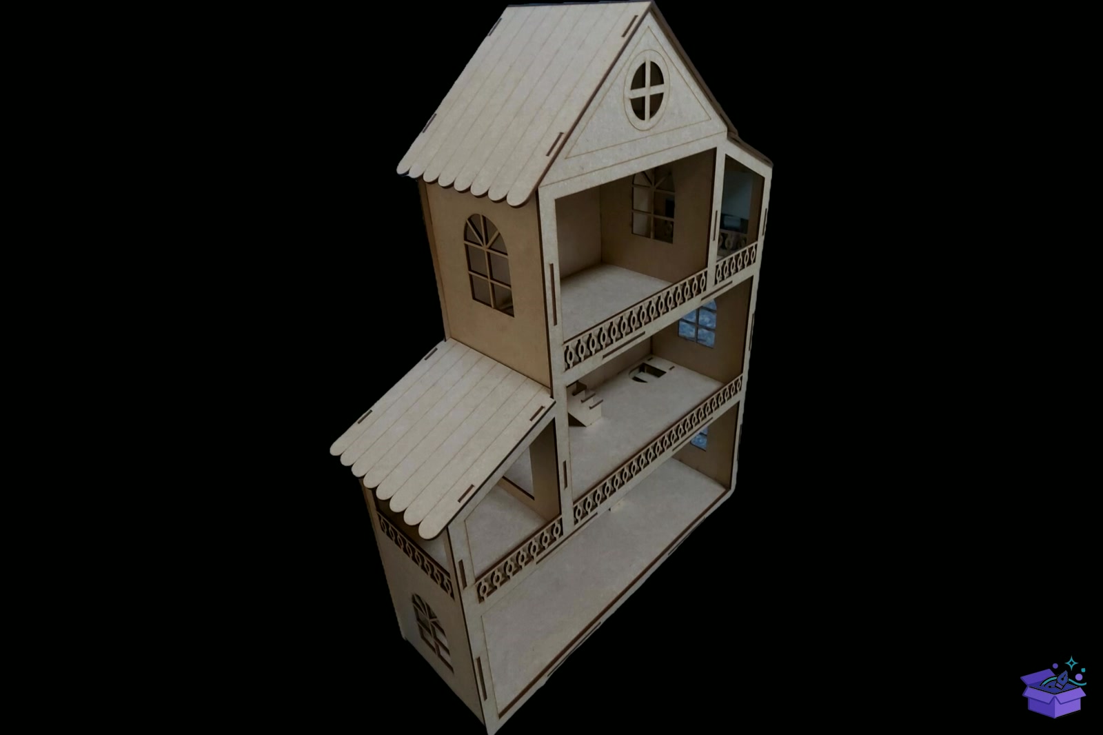 Dollhouse Lazer Kesim MDF 3mm - Lazer Kesim ve Çizim Dosyası (SVG, DXF, EPS, PNG) - detaylı önizleme 3