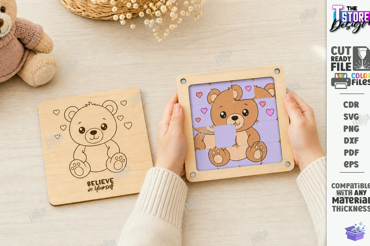 Sliding Ahşap Yapboz Lazer Kesim Kids Laser - 3D Baskı ve Model Dosyası (STL, OBJ, 3MF) - detaylı önizleme 4
