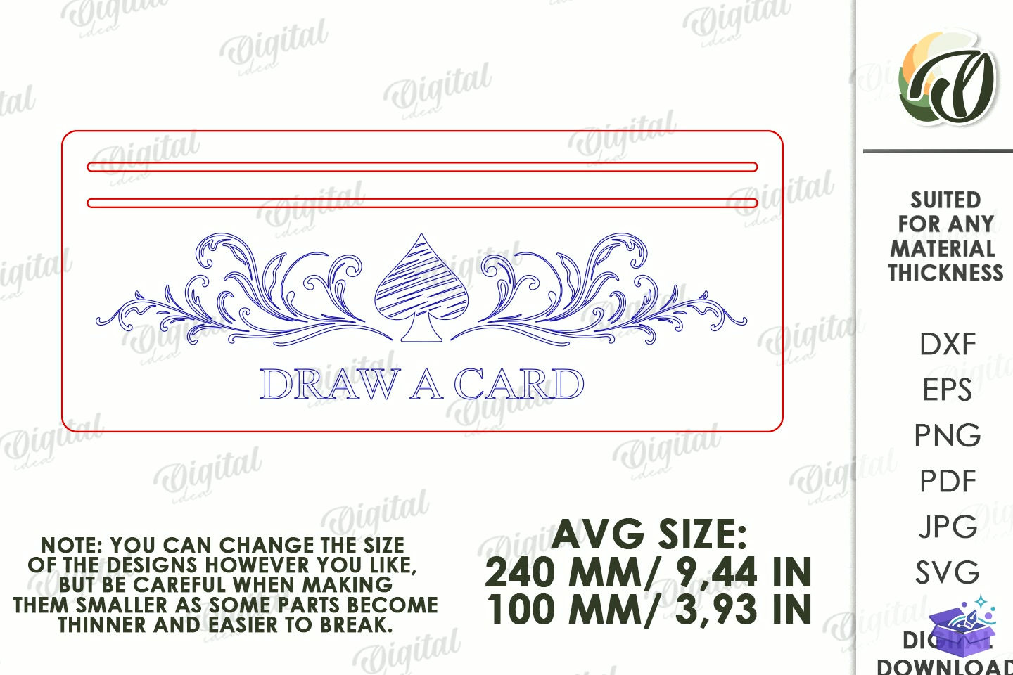 Playing Card Tutucu Lazer Kesim - Lazer Kesim ve Çizim Dosyası (SVG, DXF, EPS, PNG) - detaylı önizleme 5