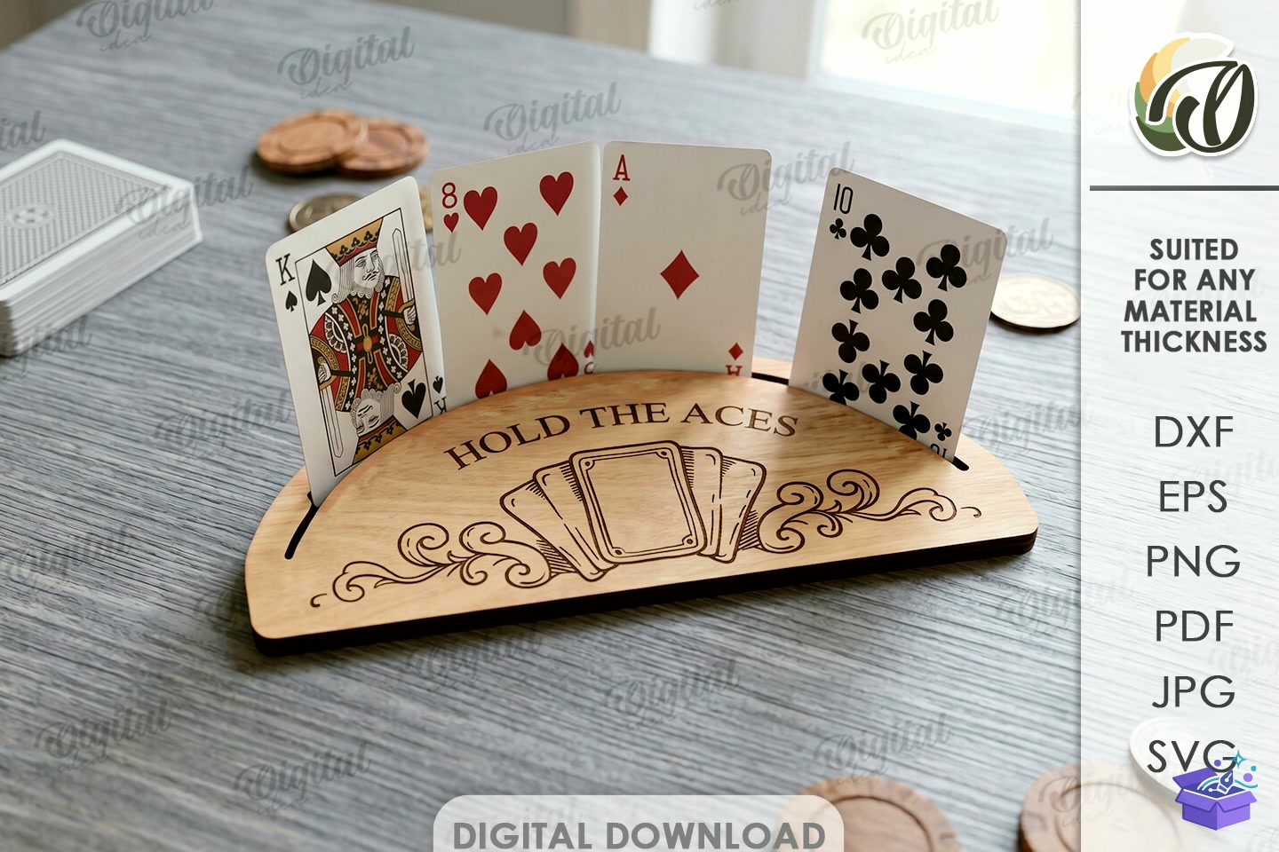 Playing Card Tutucu Lazer Kesim - Lazer Kesim ve Çizim Dosyası (SVG, DXF, EPS, PNG) - detaylı önizleme 6