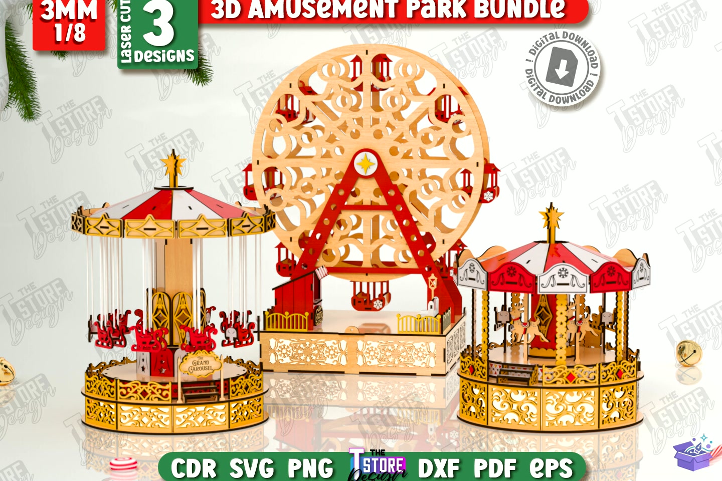 3D Amusement Park Lazer Kesim CNC - 3D Baskı ve Model Dosyası (STL, OBJ, 3MF) - Lazer Kesim Dosyaları İndir (STL, OBJ, 3MF)