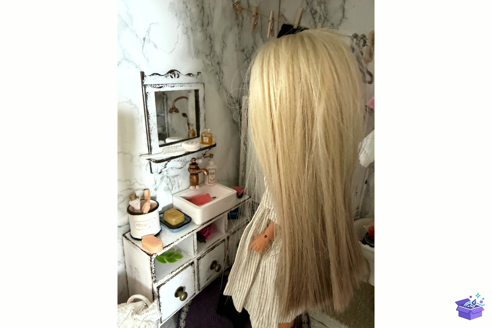 Vintage Dollhouse Ayna Çerçevesi Vanity Wall - Lazer Kesim ve Çizim Dosyası (SVG, DXF, EPS, PNG) - detaylı önizleme 4