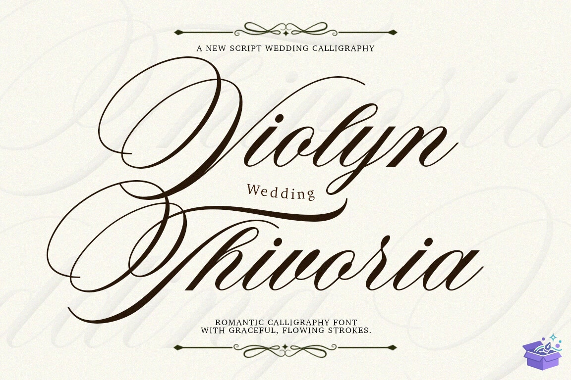 Violyn Düğün Nişan Thivoria Yazı Tipi - Yazı Tipi & Font Paketi (SVG, DXF, EPS, PNG) - Fontlar İndir (DXF, SVG, EPS)