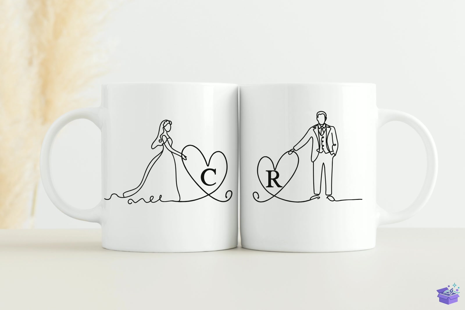 Düğün Nişan Couple Monogram Yazı Tipi - Yazı Tipi & Font Paketi (SVG, DXF, EPS, PNG) - detaylı önizleme 4