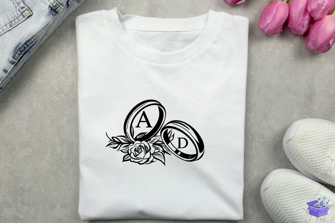 Düğün Nişan Ring Rose Doodle Yazı Tipi - Yazı Tipi & Font Paketi (SVG, DXF, EPS, PNG) - detaylı önizleme 3