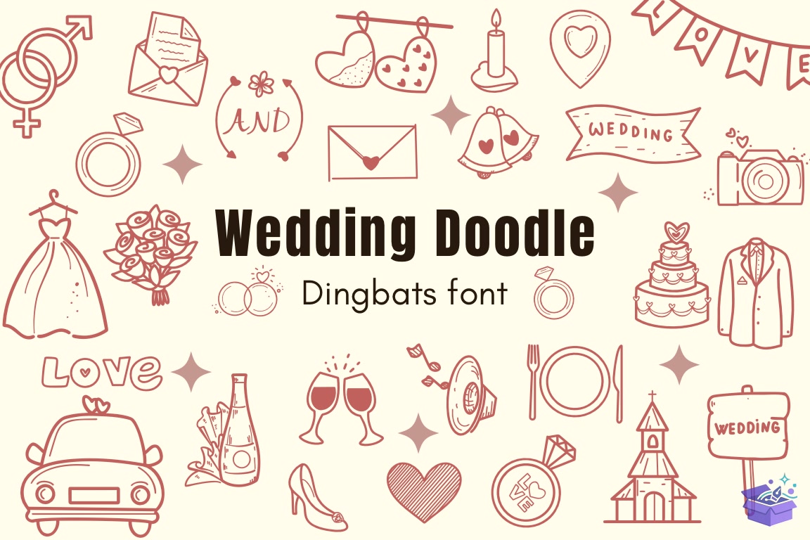Düğün Nişan Doodle Yazı Tipi - DTF & Süblimasyon Baskı Tasarımı (SVG, DXF, EPS, PNG) - Fontlar İndir (DXF, SVG, EPS)