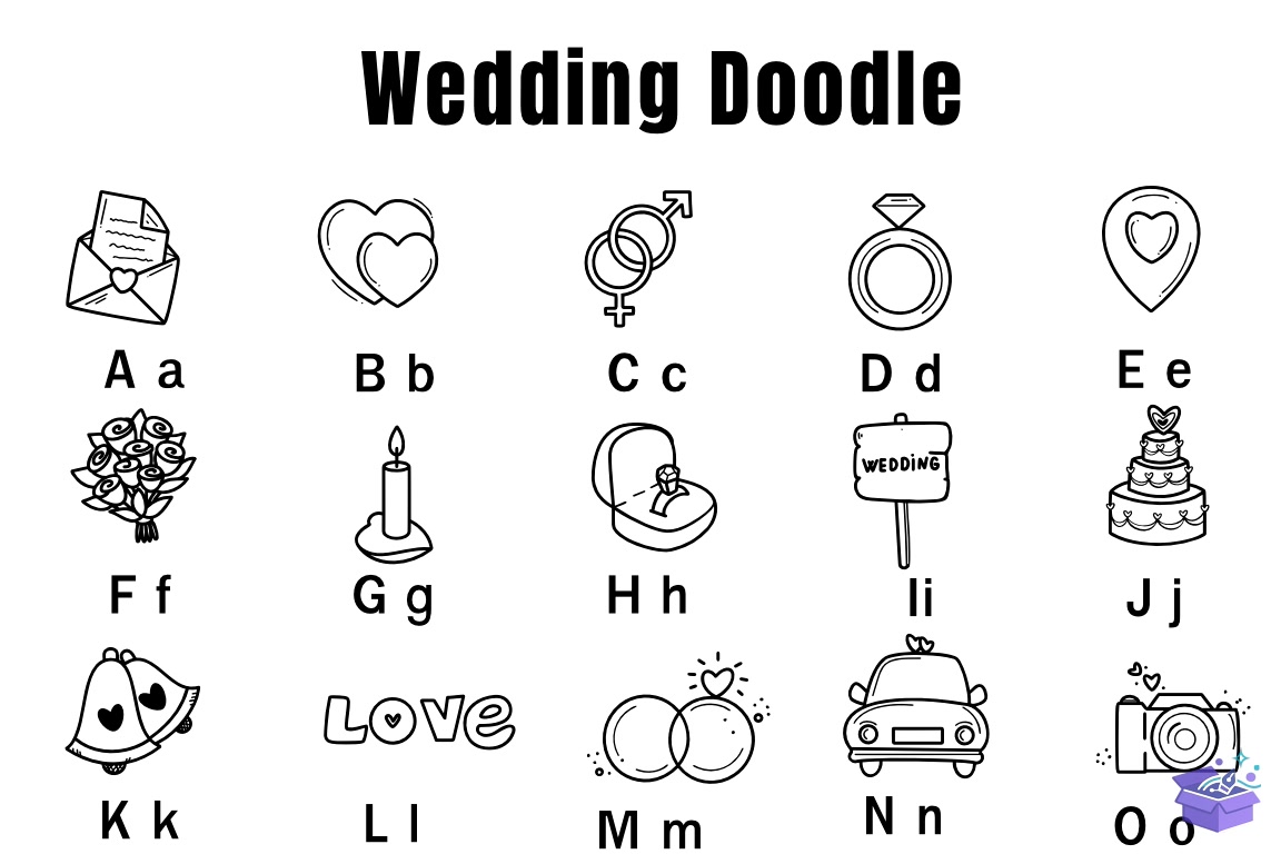 Düğün Nişan Doodle Yazı Tipi - DTF & Süblimasyon Baskı Tasarımı (SVG, DXF, EPS, PNG) - detaylı önizleme 2