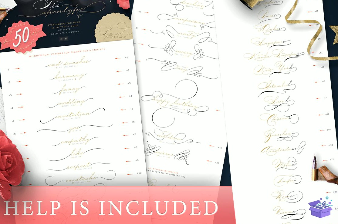 Düğün Nişan Script Yazı Tipi - Yazı Tipi & Font Paketi (SVG, DXF, EPS, PNG) - detaylı önizleme 4